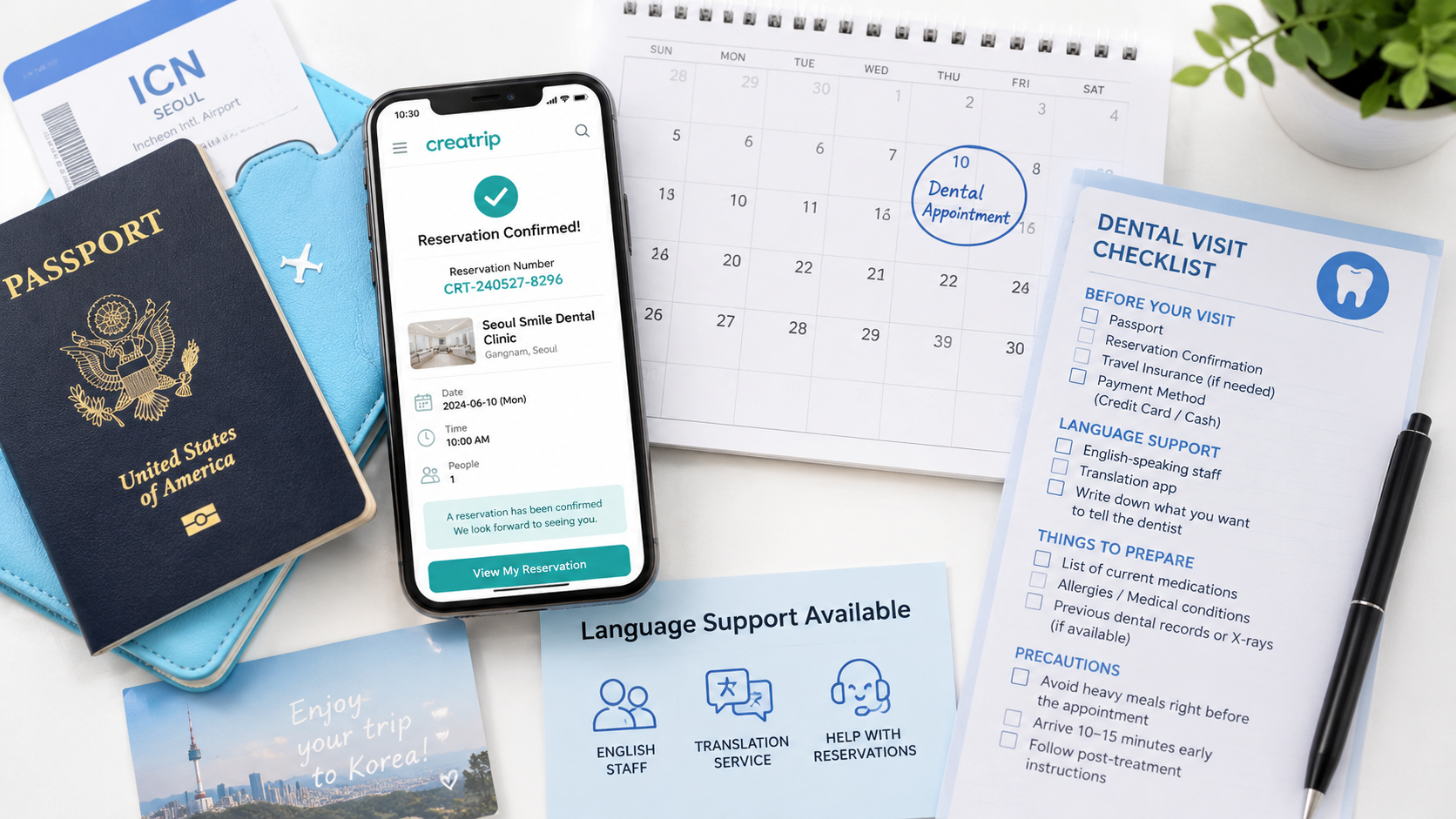 Dental appointment checklist image for foreigners